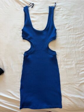 Zara Royal Blue Ribbed Cutout Mini Dress